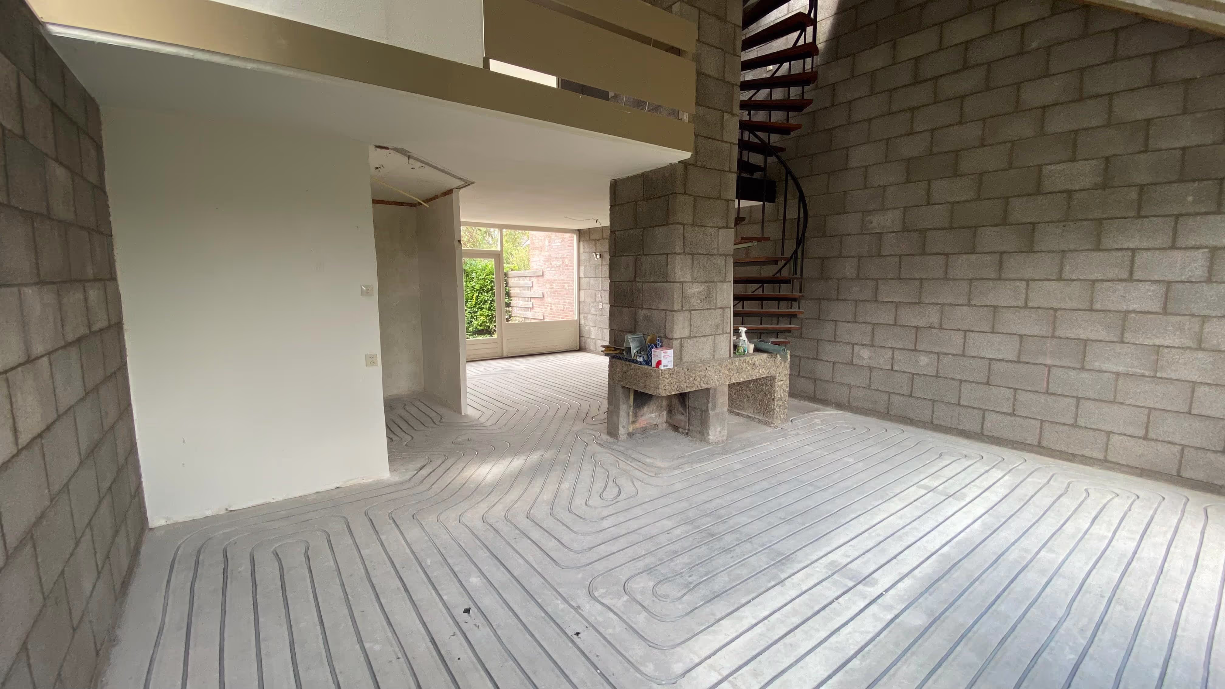 Vloerverwarming aangelegd in een woning
